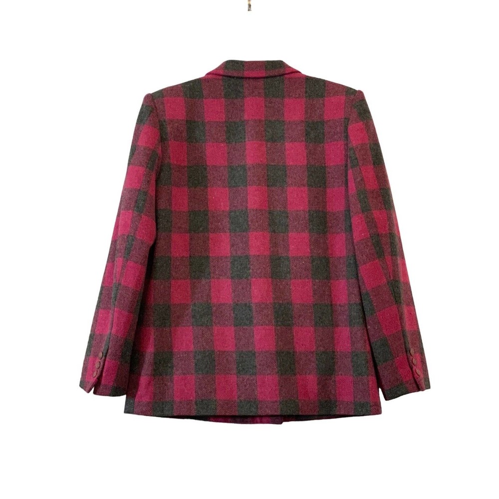 Vintage Exclusive Saks Fifth Avenue Wool Blend Pink Black Plaid Size 8 - Picture 2 of 10
